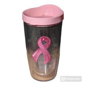 TERVIS Tumbler Cup Pink Ribbon Breast Cancer Awareness 16 Oz With Pink Lid